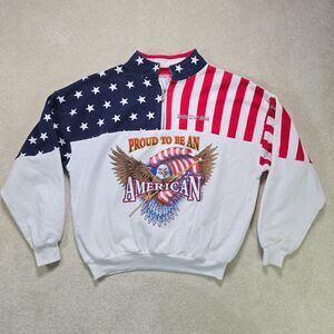 Vintage Y2K Proud To Be An American Sweatshirt Crewneck Pullover Adult Flaws L